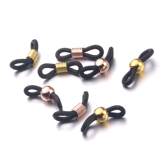 Picture of 304 Stainless Steel & Silicone Eyeglasses Chain Ends Connectors Anti-slip Strap Holder