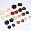 Picture of 304 Stainless Steel & Natural Wood Pin Brooches Round Silver Tone Cabochon Settings