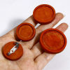Picture of 304 Stainless Steel & Natural Wood Pin Brooches Round Silver Tone Cabochon Settings