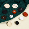 Picture of 304 Stainless Steel & Natural Wood Pin Brooches Round Silver Tone Cabochon Settings