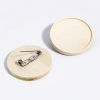 Picture of 304 Stainless Steel & Natural Wood Pin Brooches Round Silver Tone Cabochon Settings