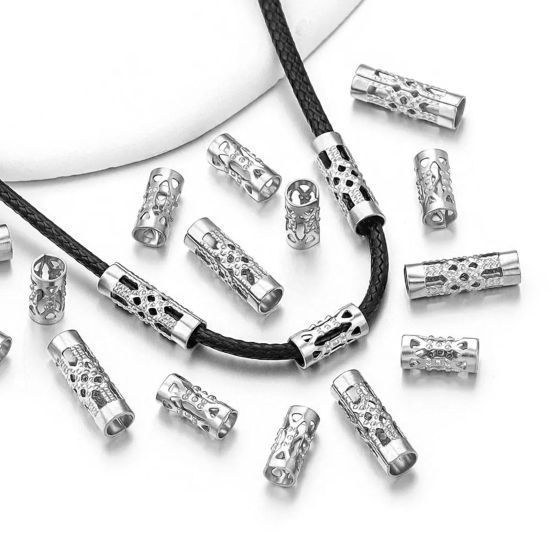 Bild von 10 Stück Umweltfreundlich 304 Edelstahl Perlen für die Herstellung von DIY-Charme-Schmuck Tube Filigran