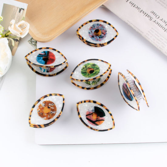 Picture of PVC Religious Hair Claw Clips Clamps Multicolor Eye