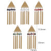 Picture of Eco-friendly Vacuum Plating 304 Stainless Steel & Stone Boho Chic Bohemia Charms 18K Gold Plated Triangle Tassel 46mm x 15mm