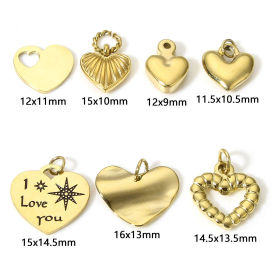 Immagine di 1 Pz 304 Acciaio Inossidabile San Valentino Charms Cuore Oro Placcato
