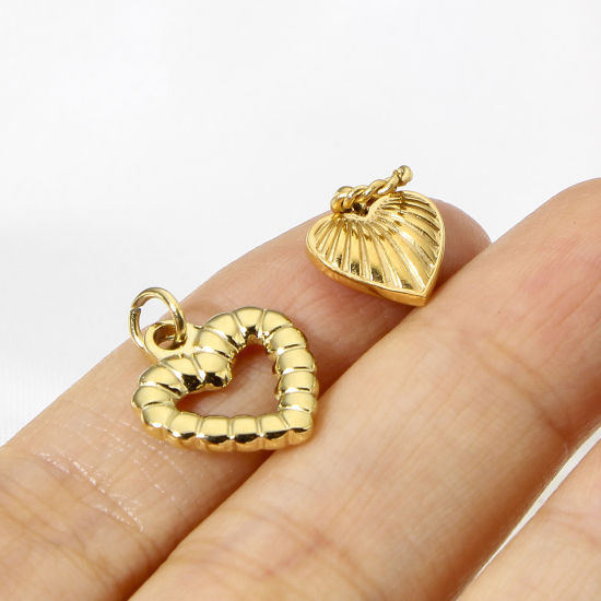 Immagine di 1 Pz 304 Acciaio Inossidabile San Valentino Charms Cuore Oro Placcato