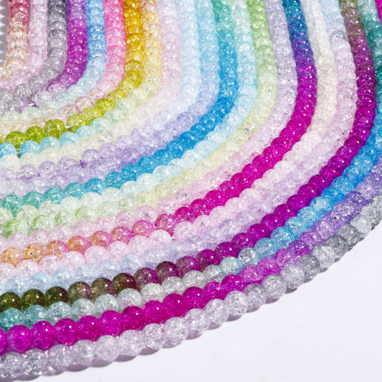 Bild von 1 Strang Kristall ( Synthetisch ) Perlen für die Herstellung von DIY-Charme-Schmuck Rund Mixefarbe Crackle ca. 6mm D.
