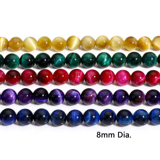 Bild von 1 Strang (Klasse A) Tigerauge ( Natur/Gefärbt ) Perlen für die Herstellung von DIY-Charme-Schmuck Rund ca. 8mm D.