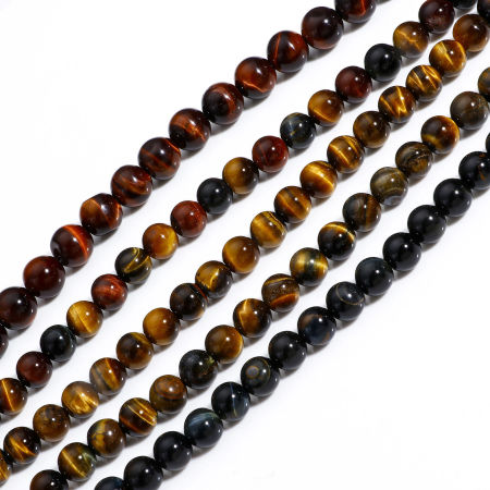 Tiger's Eye Cat Beads Brown Stone Animal Beads Set of 4 with 1.3mm Hole