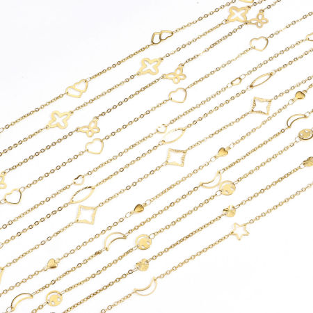 1 M Chaîne Maille ForçatAccessoires pour la Fabrication de Bijoux Faits à la Main en 304 Acier Inoxydable Géométrique Doré