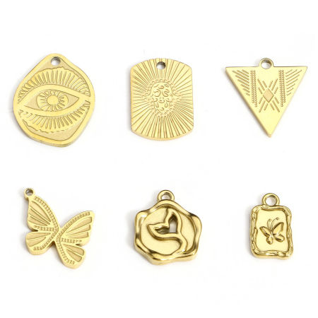 304 Stainless Steel Stylish Charms 18K Real Gold Plated Butterfly Animal