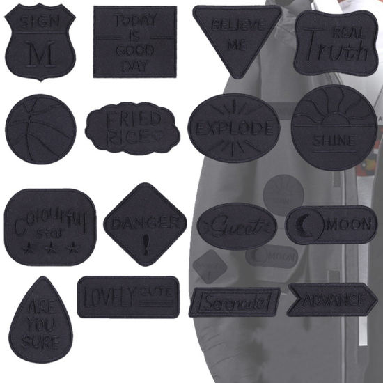 Imagen de 5 Unidades Terylene Apliques de Parches Autoadhesivos DIY Scrapbooking Craft Negro