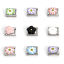 Imagen de 1 Unidad 304 Acero Inoxidable Charm Pulsera de Eslabones Italianos para Hacer Joyas DIY Tono de Plata Rectángulo Tallado Amarillo Rhinestone 10mm x 9mm
