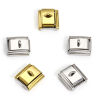 Bild von 10 Stück 304 Edelstahl Charm-Armband mit italienischen Gliedern zur Herstellung von DIY-Schmuck Rechteck Mit Öse 10mm x 9mm