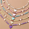 Imagen de 1 Unidad Resina día de San Valentín Collar con Colgante Multicolor Corazón Flor Con Cuentas