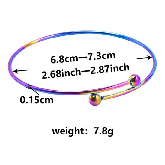 Image de 1 Pièce Bracelets Joncs Extensibles en 304 Acier Inoxydable Placage Sous Vide Écologique Rond Réglable 26cm Long