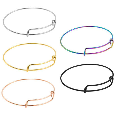 Eco-friendly Vacuum Plating 304 Stainless Steel Expandable Bangles Bracelets Round Adjustable 21.5cm(8 4/8") long