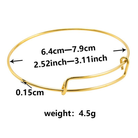 Picture of Eco-friendly Vacuum Plating 304 Stainless Steel Expandable Bangles Bracelets Round Adjustable 21.5cm(8 4/8") long