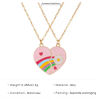 Picture of Best Friends Pendant Necklace Multicolor Broken Heart Flower Message " BEST FRIENDS " Enamel