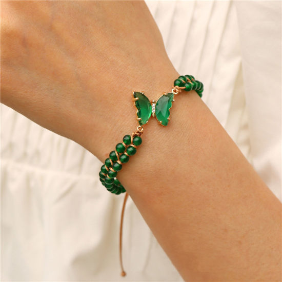 Bild von 1 Strang Glas Exquisit Geflochtene Armbänder Bunt Schmetterling Perlen