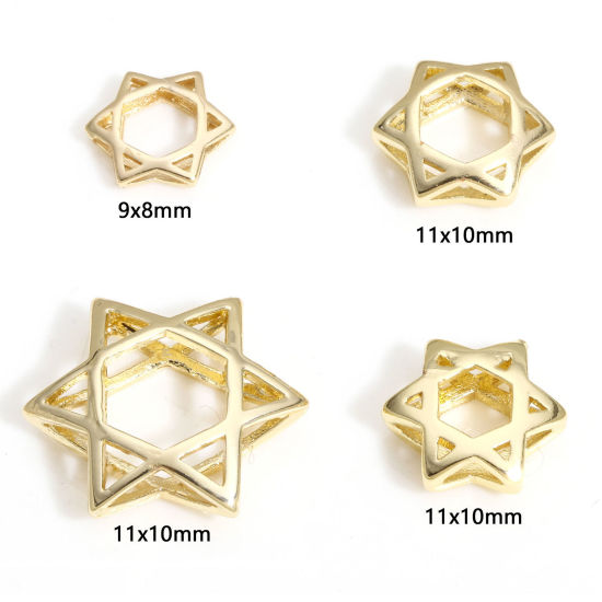 Picture of Brass Beads Frames Star Of David Hexagram 14K Real Gold Plated