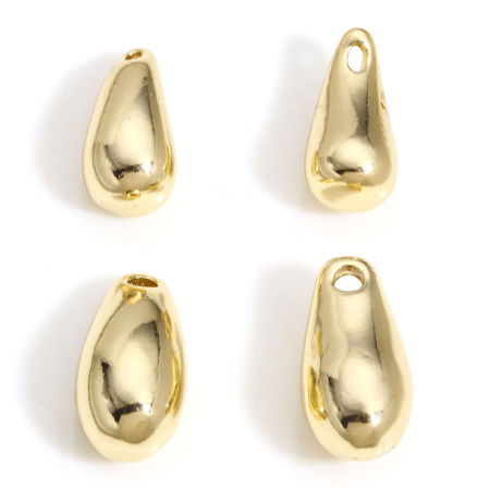 Brass Charms 14K Real Gold Plated Drop 3D
