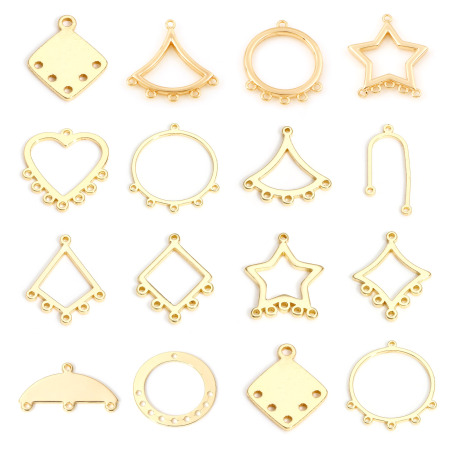 2 Unidades Latón Geométrico Conectores de Araña 14K Oro Real Chappado