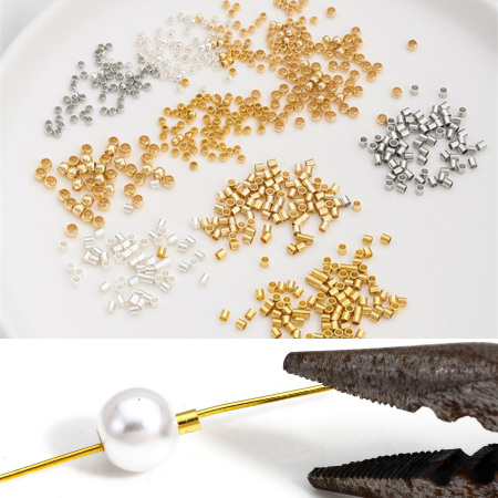 100 個 真鍮 つぶし玉 かしめカン かしめ玉 ノットカバークリンプビーズ 多色