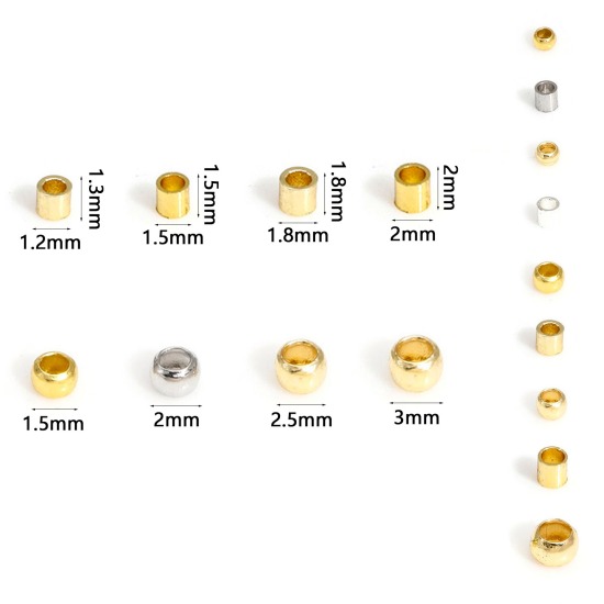 Picture of Brass Knot Cover Crimp Beads For DIY Jewelry Making Findings Multicolor