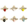 Picture of Zinc Based Alloy Insect Charms Gold Plated Multicolor Bee Animal Enamel Clear Rhinestone 17mm x 16mm