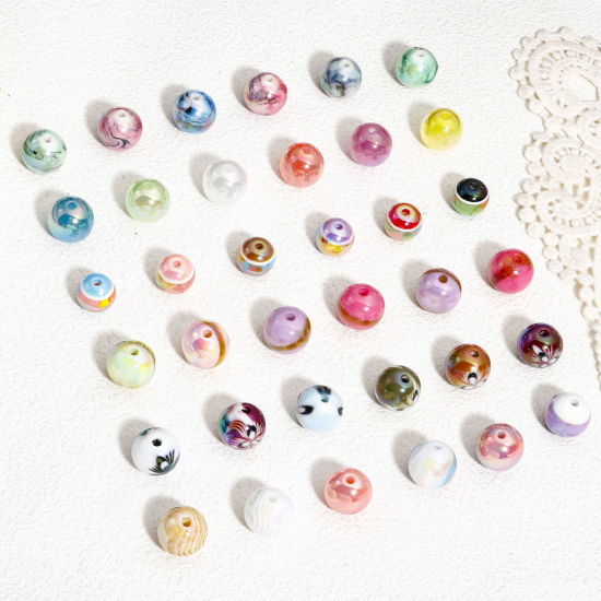 Image de 10 Pcs Perles pour DIY Fabrication de Bijoux de Breloquee en Acrylique Couleur Mélangée Au Hasard Couleur AB Rond Env. 16mm Dia, Trou: env. 2.8mm
