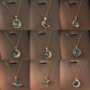 Picture of Eco-friendly Simple & Casual Galaxy 18K Gold Plated 304 Stainless Steel & Copper Link Cable Chain Planet Inlay Zircon Pendant Necklace For Women Party
