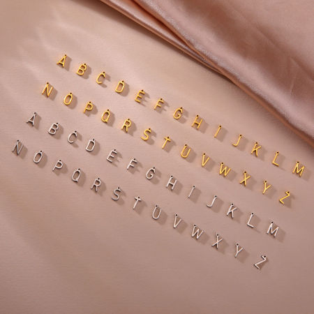 304 Stainless Steel Mini Charms Multicolor Initial Alphabet/ Capital Letter Message " A-Z "