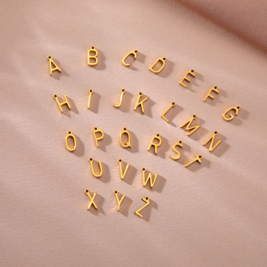 Picture of 304 Stainless Steel Mini Charms Multicolor Initial Alphabet/ Capital Letter Message " A-Z "