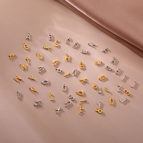 Picture of 304 Stainless Steel Mini Charms Multicolor Initial Alphabet/ Capital Letter Message " A-Z "