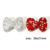 Imagen de 2 Unidades Arcilla Cuentas para la Fabricación de Joyas con Dijes de Bricolaje Bowknot AB Color Rhinestone Rhinestone 28mm x 21mm, Agujero: Aprox 1.6mm