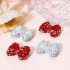 Imagen de 2 Unidades Arcilla Cuentas para la Fabricación de Joyas con Dijes de Bricolaje Bowknot AB Color Rhinestone Rhinestone 28mm x 21mm, Agujero: Aprox 1.6mm