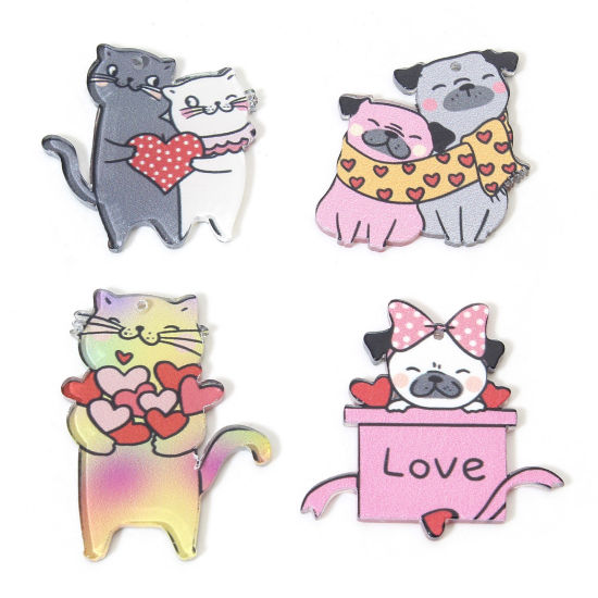 Picture of Acrylic Valentine's Day Pendants Cat Animal Dog Multicolor