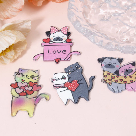 Picture of Acrylic Valentine's Day Pendants Cat Animal Dog Multicolor