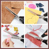 Picture of Stainless Steel & Plastic Triangle Teeth Lace Cloth Crafts Dressmaking Zig Zag Cut Tailor's Scissors Sewing Shears Silver Tone Black 23.5cm x 8.8cm