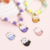 Bild von 10 Stück Zinklegierung Charms Vergoldet Bunt Tasse Katze Emaille 23mm x 19mm