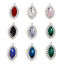 Immagine di 10 Pz Lega di Zinco Charms Tono Argento Multicolore Olive Trasparente Strass Con Cabochon di Vetro 25mm x 13mm