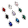 Picture of Zinc Based Alloy Charms Silver Tone Multicolor Marquise With Glass Cabochons Clear Rhinestone 25mm x 13mm