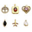 Picture of 304 Stainless Steel Exquisite Charms Gold Plated Heart Round Micro Pave Clear Rhinestone Pink Cubic Zirconia