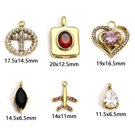 Immagine di 1 Pz 304 Acciaio Inossidabile Squisito Charms Cuore Oro Placcato Tondo Micro Spianare Trasparente Strass Rosa Cubic Zirconiae