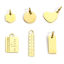 Picture of 1 Piece Vacuum Plating 304 Stainless Steel Geometric Blank Stamping Tags Charms Ruler Heart Gold Plated