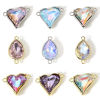Picture of Brass & Cubic Zirconia Connectors Charms Pendants Heart Drop Real Gold Plated Multicolor