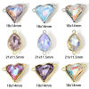 Picture of Brass & Cubic Zirconia Connectors Charms Pendants Heart Drop Real Gold Plated Multicolor