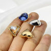 Picture of Brass & Cubic Zirconia Connectors Charms Pendants Heart Drop Real Gold Plated Multicolor