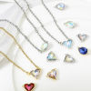 Picture of Brass & Cubic Zirconia Connectors Charms Pendants Heart Drop Real Gold Plated Multicolor